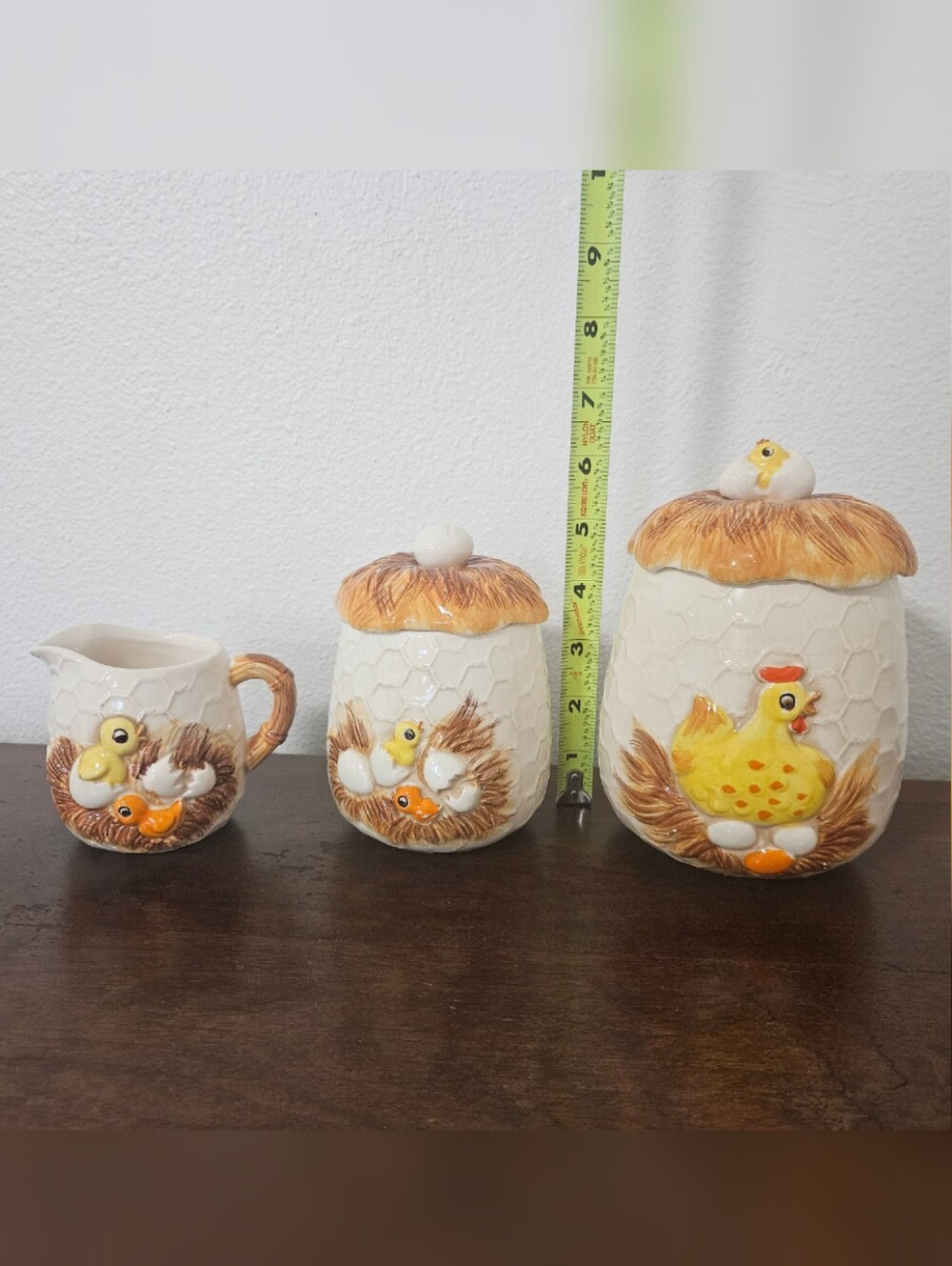 Vintage 1970s Sears Chicken Little Canisters & Creamer